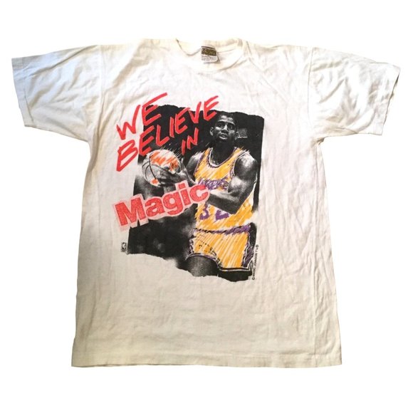 Vintage Magic Johnson T's Los Angeles Lakers Magic Johnson NBA T-Shirt Men's XL - Picture 1 of 4